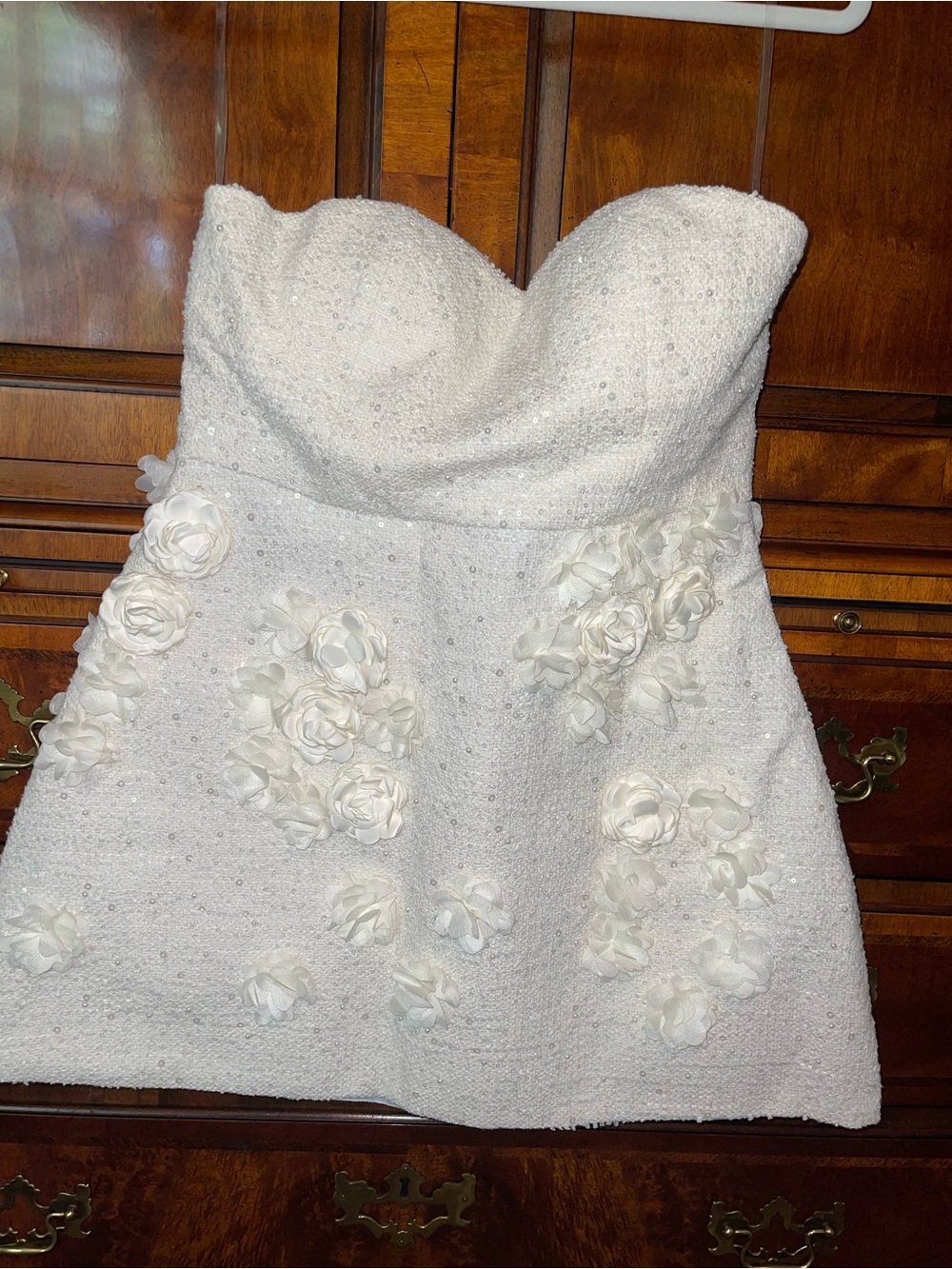 Fashion Nova White Floral Sequin Strapless Mini Dress NWT Size M - Picture 12 of 14
